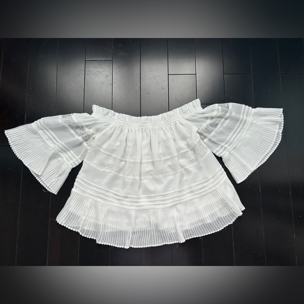 Ever New White Chiffon Off The Shoulder Blouse